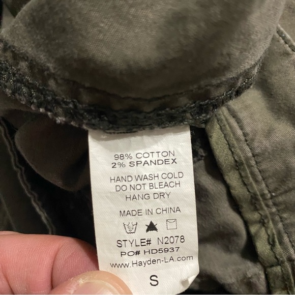 Hayden Los Angeles Green Cotton Stretch Tie Up Zip Back Mini Skirt - Picture 5 of 5